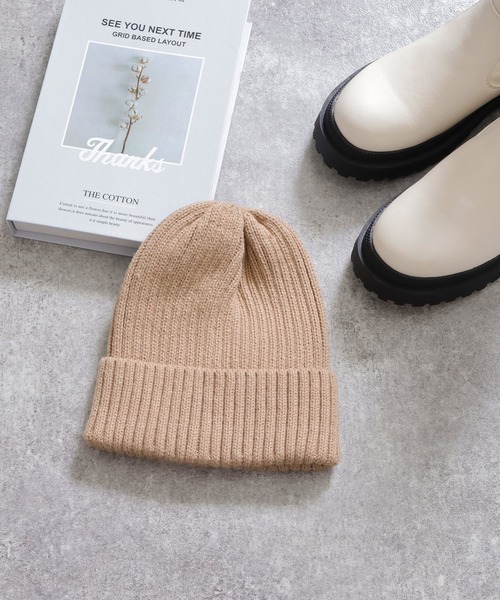 Honeys（ハニーズ）の「ニット帽（ニットキャップ/ビーニー・レディース・ライトグリーン/ライトブラウン/ベージュ/ブラック/レンガ/ブラウン/アイボリー/ブルー・FREE）」の6枚目の写真