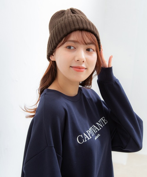 Honeys（ハニーズ）の「ニット帽（ニットキャップ/ビーニー・レディース・ライトグリーン/ライトブラウン/ベージュ/ブラック/レンガ/ブラウン/アイボリー/ブルー・FREE）」の4枚目の写真