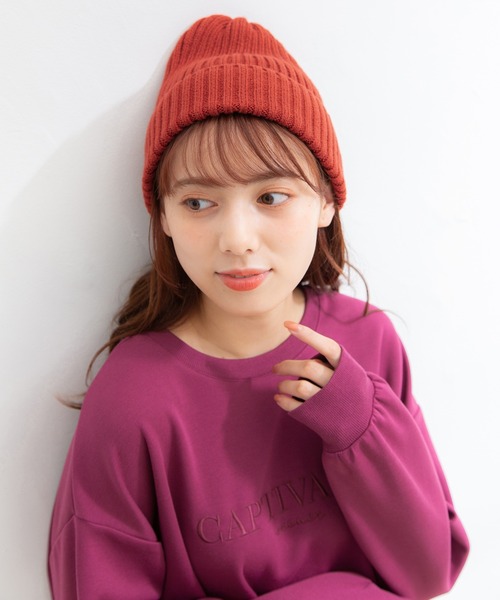 Honeys（ハニーズ）の「ニット帽（ニットキャップ/ビーニー・レディース・ライトグリーン/ライトブラウン/ベージュ/ブラック/レンガ/ブラウン/アイボリー/ブルー・FREE）」の8枚目の写真