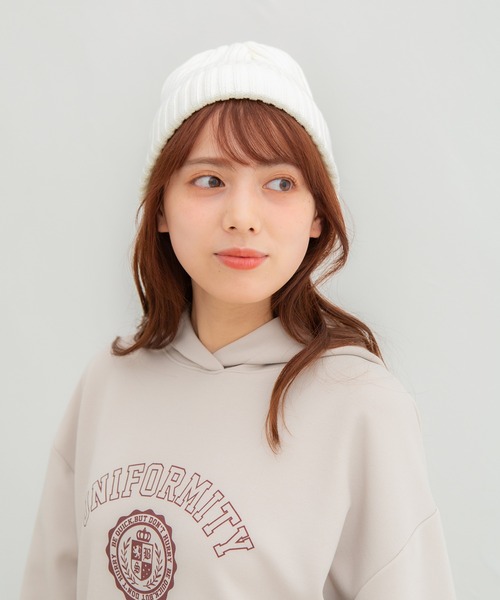 Honeys（ハニーズ）の「ニット帽（ニットキャップ/ビーニー・レディース・ライトグリーン/ライトブラウン/ベージュ/ブラック/レンガ/ブラウン/アイボリー/ブルー・FREE）」の2枚目の写真