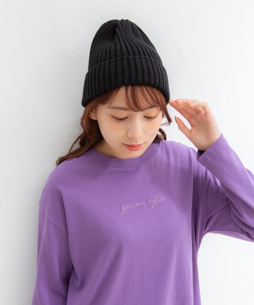 Honeys（ハニーズ）の「ニット帽（ニットキャップ/ビーニー・レディース・ライトグリーン/ライトブラウン/ベージュ/ブラック/レンガ/ブラウン/アイボリー/ブルー・FREE）」の3枚目の写真