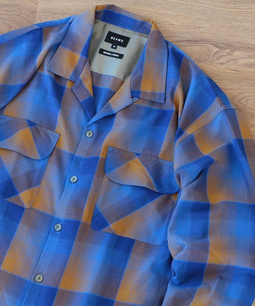 BEAMS（ビームス）の「BEAMS / オンブレチェック イージーフィット オープンカラーシャツ（シャツ/ブラウス・メンズ・グリーン系その他/コバルトブルー/マルーン・M/XL/L/S）」の3枚目の写真