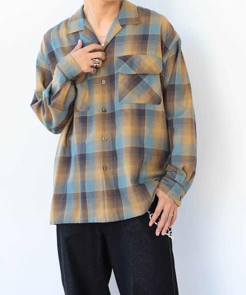 BEAMS（ビームス）の「BEAMS / オンブレチェック イージーフィット オープンカラーシャツ（シャツ/ブラウス・メンズ・グリーン系その他/コバルトブルー/マルーン・M/XL/L/S）」の13枚目の写真