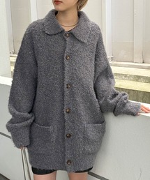 【Snap club】ビッグシルエット 襟付き ブークレ起毛カーディガン