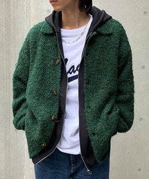 【Snap club】ビッグシルエット 襟付き ブークレ起毛カーディガン