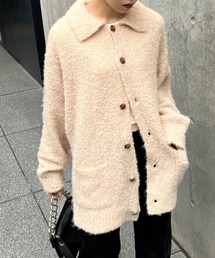 【Snap club】ビッグシルエット 襟付き ブークレ起毛カーディガン