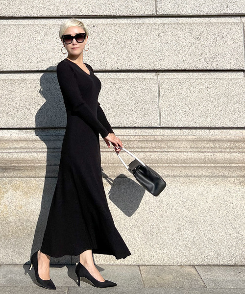 JENNE(ジェンヌ)の「リブニットフレアワンピース(ワンピース・レディース・ブラック/グリーン/ピンク・SMALL/MEDIUM/LARGE)」の7枚目の写真