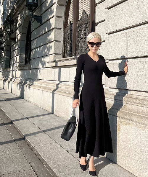 JENNE(ジェンヌ)の「リブニットフレアワンピース(ワンピース・レディース・ブラック/グリーン/ピンク・SMALL/MEDIUM/LARGE)」の9枚目の写真