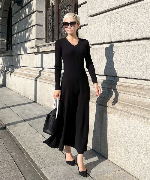 JENNE(ジェンヌ)の「リブニットフレアワンピース(ワンピース・レディース・ブラック/グリーン/ピンク・SMALL/MEDIUM/LARGE)」の12枚目の写真