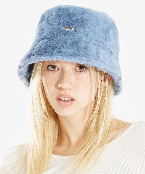 X-girl（エックスガール）の「ECO FUR BUCKET HAT（ハット・レディース・ホワイト/ライトブルー/ブラック・ONE SIZE）」の3枚目の写真