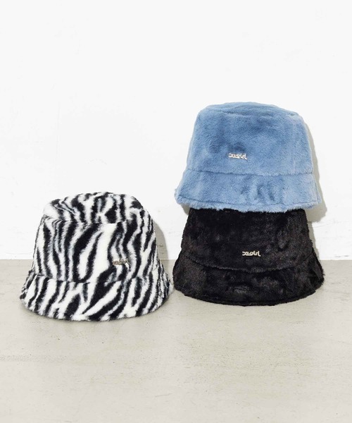 X-girl（エックスガール）の「ECO FUR BUCKET HAT（ハット・レディース・ホワイト/ライトブルー/ブラック・ONE SIZE）」の11枚目の写真