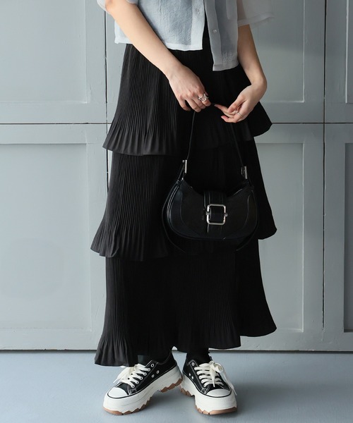 Girly Doll(ガーリードール)の「ティアードスカート(スカート・レディース・ホワイト/ブラック/ブルーグレー/ベージュ/ブラウン/グレイッシュベージュ/ベージュ系その他/ブラック系その他/ホワイト系その他・FREE/L)」の4枚目の写真