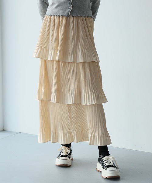 Girly Doll(ガーリードール)の「ティアードスカート(スカート・レディース・ホワイト/ブラック/ブルーグレー/ベージュ/ブラウン/グレイッシュベージュ/ベージュ系その他/ブラック系その他/ホワイト系その他・FREE/L)」の8枚目の写真