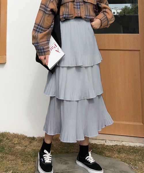 Girly Doll(ガーリードール)の「ティアードスカート(スカート・レディース・ホワイト/ブラック/ブルーグレー/ベージュ/ブラウン/グレイッシュベージュ/ベージュ系その他/ブラック系その他/ホワイト系その他・FREE/L)」の5枚目の写真