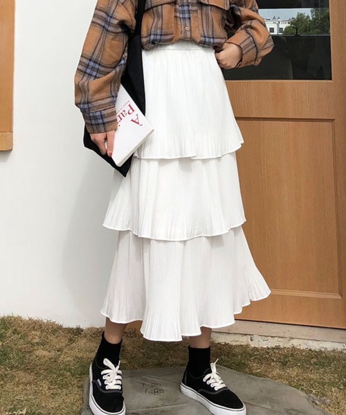 Girly Doll(ガーリードール)の「ティアードスカート(スカート・レディース・ホワイト/ブラック/ブルーグレー/ベージュ/ブラウン/グレイッシュベージュ/ベージュ系その他/ブラック系その他/ホワイト系その他・FREE/L)」の10枚目の写真