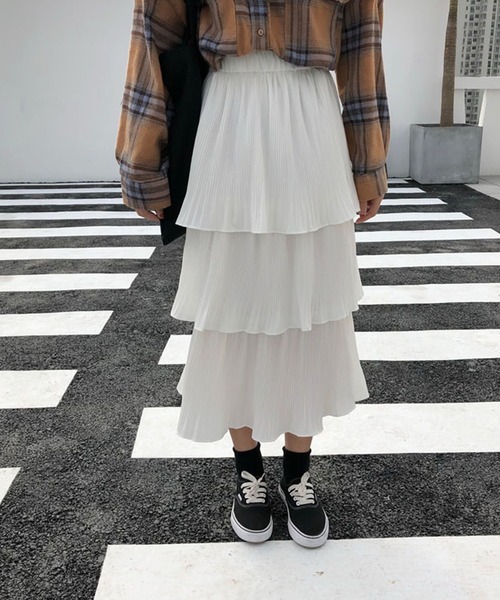 Girly Doll(ガーリードール)の「ティアードスカート(スカート・レディース・ホワイト/ブラック/ブルーグレー/ベージュ/ブラウン/グレイッシュベージュ/ベージュ系その他/ブラック系その他/ホワイト系その他・FREE/L)」の18枚目の写真