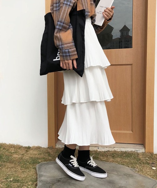 Girly Doll(ガーリードール)の「ティアードスカート(スカート・レディース・ホワイト/ブラック/ブルーグレー/ベージュ/ブラウン/グレイッシュベージュ/ベージュ系その他/ブラック系その他/ホワイト系その他・FREE/L)」の14枚目の写真