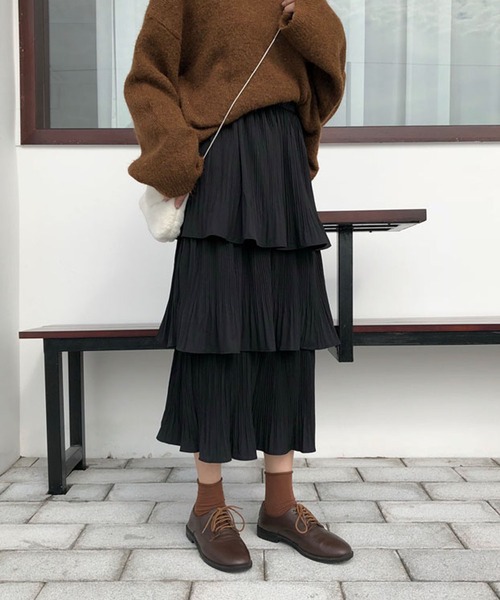 Girly Doll(ガーリードール)の「ティアードスカート(スカート・レディース・ホワイト/ブラック/ブルーグレー/ベージュ/ブラウン/グレイッシュベージュ/ベージュ系その他/ブラック系その他/ホワイト系その他・FREE/L)」の16枚目の写真