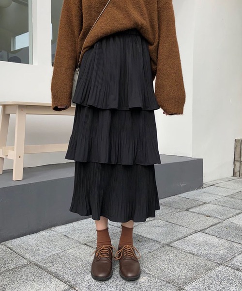 Girly Doll(ガーリードール)の「ティアードスカート(スカート・レディース・ホワイト/ブラック/ブルーグレー/ベージュ/ブラウン/グレイッシュベージュ/ベージュ系その他/ブラック系その他/ホワイト系その他・FREE/L)」の11枚目の写真