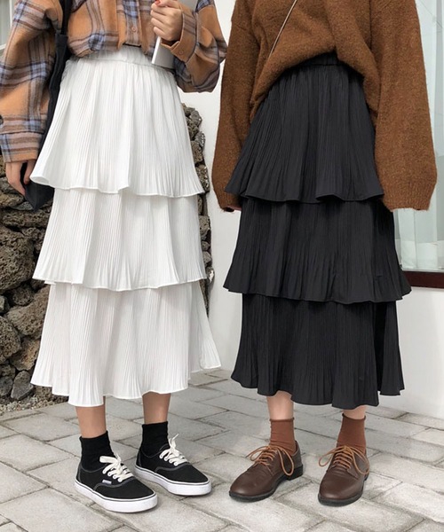 Girly Doll(ガーリードール)の「ティアードスカート(スカート・レディース・ホワイト/ブラック/ブルーグレー/ベージュ/ブラウン/グレイッシュベージュ/ベージュ系その他/ブラック系その他/ホワイト系その他・FREE/L)」の15枚目の写真