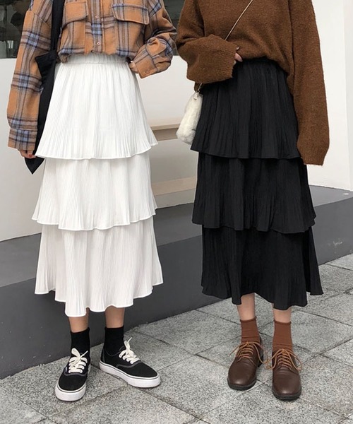 Girly Doll(ガーリードール)の「ティアードスカート(スカート・レディース・ホワイト/ブラック/ブルーグレー/ベージュ/ブラウン/グレイッシュベージュ/ベージュ系その他/ブラック系その他/ホワイト系その他・FREE/L)」の21枚目の写真