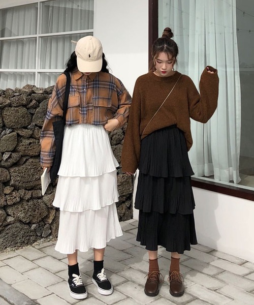 Girly Doll(ガーリードール)の「ティアードスカート(スカート・レディース・ホワイト/ブラック/ブルーグレー/ベージュ/ブラウン/グレイッシュベージュ/ベージュ系その他/ブラック系その他/ホワイト系その他・FREE/L)」の17枚目の写真