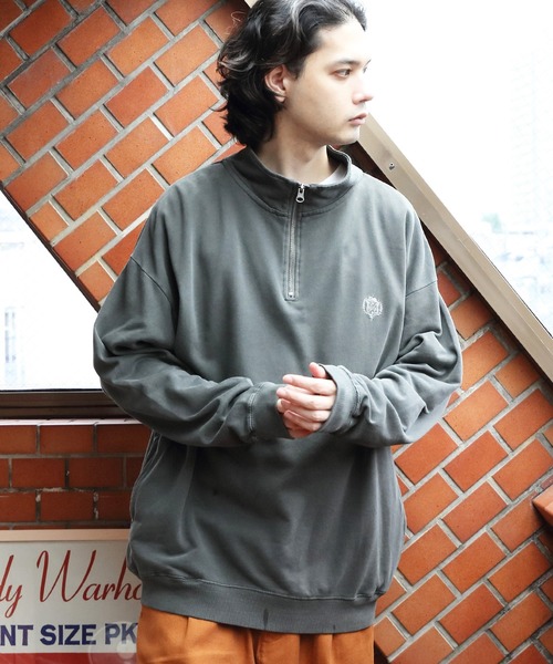 ８(eight)（エイト）の「ハーフジップスウェット（スウェット・メンズ・アッシュグレー/チャコール/ネイビー/マスタード・MEDIUM/LARGE）」の3枚目の写真