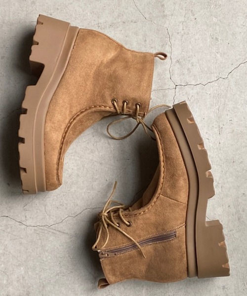 WEGO(ウィゴー)の「WEGO/レースアップモカブーツ(ブーツ・レディース・キャメル・MEDIUM/LARGE)」の12枚目の写真