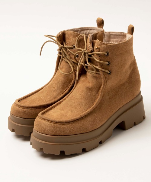 WEGO(ウィゴー)の「WEGO/レースアップモカブーツ(ブーツ・レディース・キャメル・MEDIUM/LARGE)」の4枚目の写真
