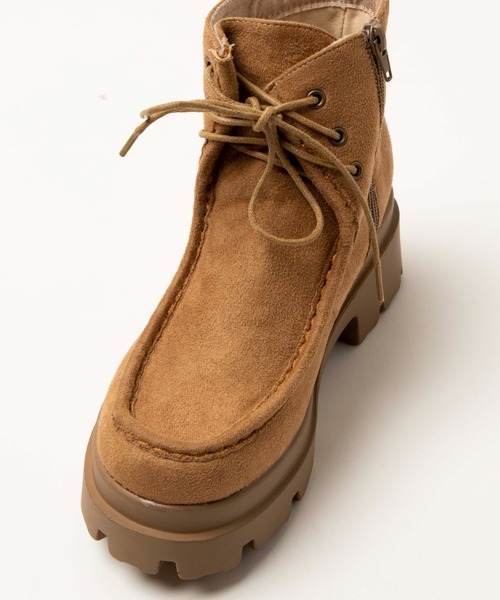 WEGO(ウィゴー)の「WEGO/レースアップモカブーツ(ブーツ・レディース・キャメル・MEDIUM/LARGE)」の8枚目の写真