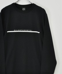 16/-天竺 フロント メッセージプリント コットン ロング Tシャツ TRAP/U