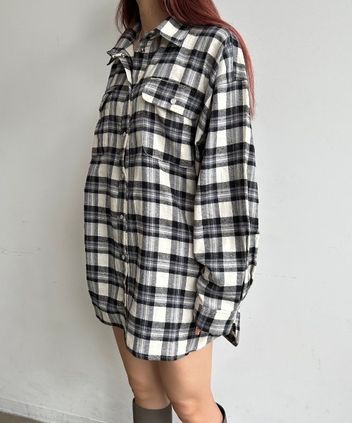 FIG&VIPER（フィグアンドバイパー）の「BIGオーバーチェックシャツ（シャツ/ブラウス・レディース・ブラウン/ブラック・FREE）」の3枚目の写真