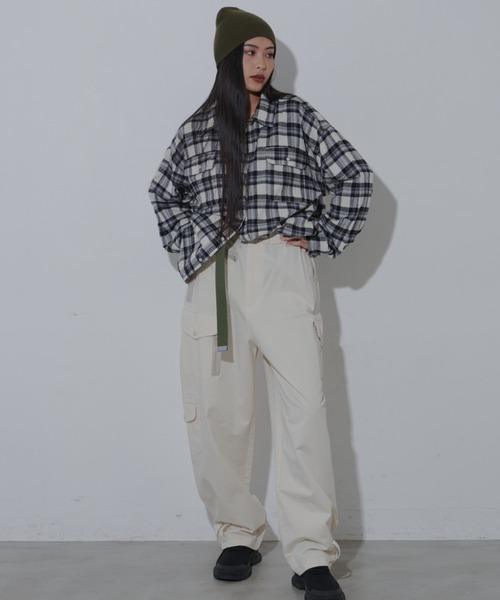 FIG&VIPER（フィグアンドバイパー）の「BIGオーバーチェックシャツ（シャツ/ブラウス・レディース・ブラウン/ブラック・FREE）」の14枚目の写真