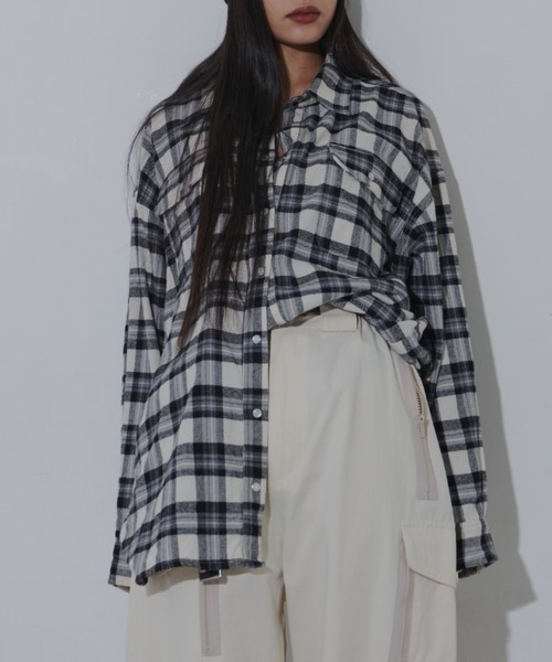 FIG&VIPER（フィグアンドバイパー）の「BIGオーバーチェックシャツ（シャツ/ブラウス・レディース・ブラウン/ブラック・FREE）」の11枚目の写真