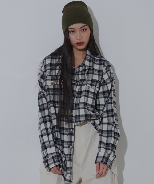 FIG&VIPER（フィグアンドバイパー）の「BIGオーバーチェックシャツ（シャツ/ブラウス・レディース・ブラウン/ブラック・FREE）」の13枚目の写真