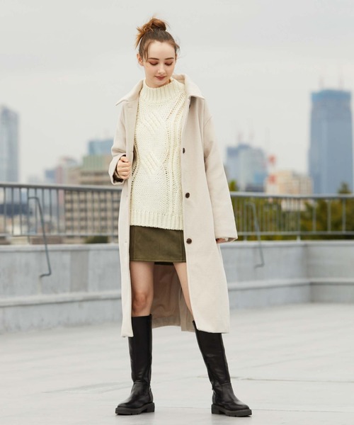 archives（アルシーヴ）の「ステンカラーコート（ステンカラーコート・レディース・グレー/モカ/アイボリー/ブラック/グレイッシュベージュ・MEDIUM）」の7枚目の写真