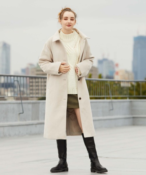 archives（アルシーヴ）の「ステンカラーコート（ステンカラーコート・レディース・グレー/モカ/アイボリー/ブラック/グレイッシュベージュ・MEDIUM）」の8枚目の写真