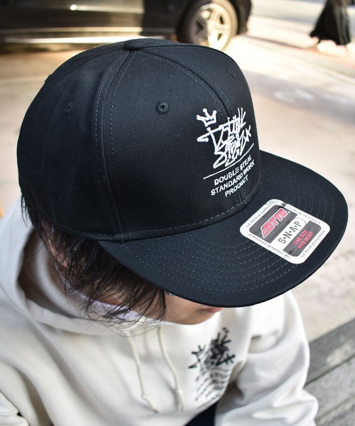 DOUBLE STEAL(ダブルスティール)の「Tagging Logo B.B CAP(キャップ・メンズ・チャコール/ブラック×ホワイト/ブラック×ブラック・FREE)」の15枚目の写真