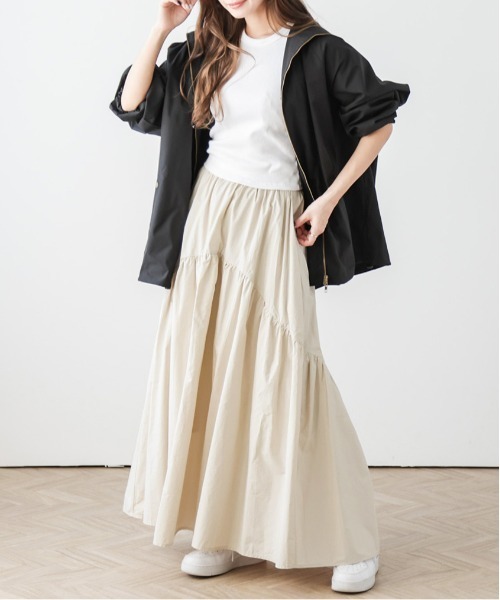 La-gemme(ラジェム)の「デザインギャザースカート(スカート・レディース・ブラック/カーキ/アイボリー/ダークグレー・フリー)」の15枚目の写真