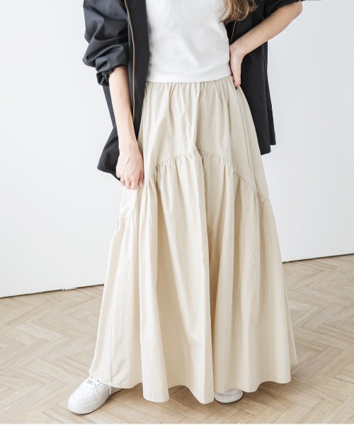 La-gemme(ラジェム)の「デザインギャザースカート(スカート・レディース・ブラック/カーキ/アイボリー/ダークグレー・フリー)」の18枚目の写真