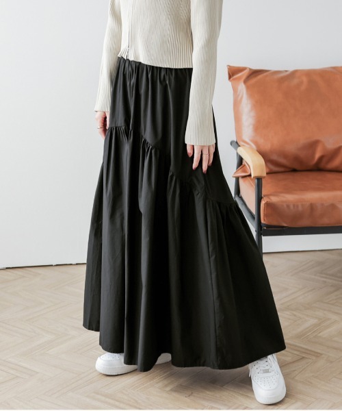 La-gemme(ラジェム)の「デザインギャザースカート(スカート・レディース・ブラック/カーキ/アイボリー/ダークグレー・フリー)」の19枚目の写真