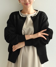 軽量パール付きカーディガン