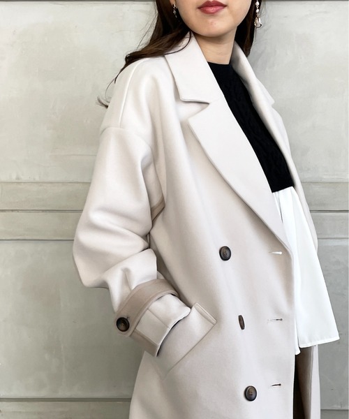 StyleSea(スタイルシー)の「バイカラーニットモッサトレンチコート(トレンチコート・レディース・アイボリー/ベージュ・MEDIUM)」の11枚目の写真