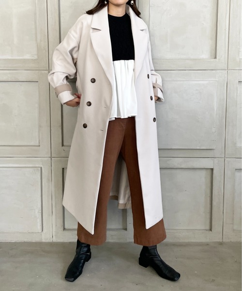 StyleSea(スタイルシー)の「バイカラーニットモッサトレンチコート(トレンチコート・レディース・アイボリー/ベージュ・MEDIUM)」の17枚目の写真
