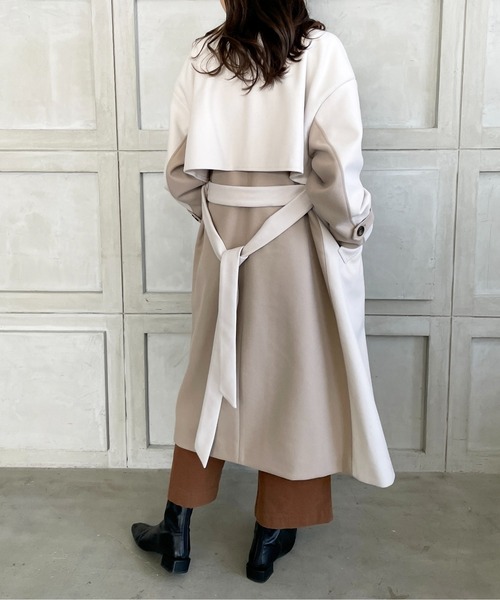 StyleSea(スタイルシー)の「バイカラーニットモッサトレンチコート(トレンチコート・レディース・アイボリー/ベージュ・MEDIUM)」の14枚目の写真