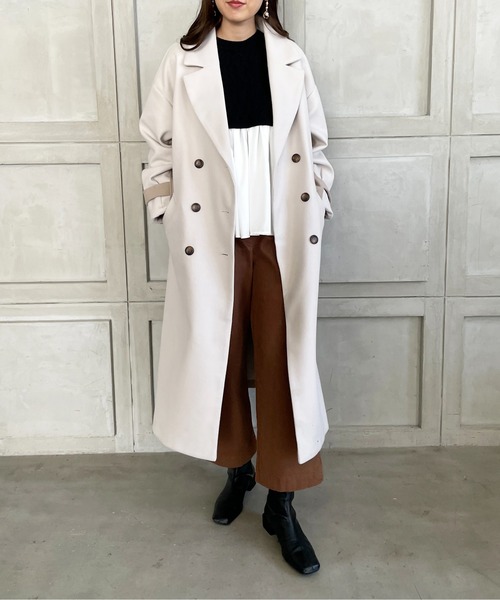 StyleSea(スタイルシー)の「バイカラーニットモッサトレンチコート(トレンチコート・レディース・アイボリー/ベージュ・MEDIUM)」の18枚目の写真