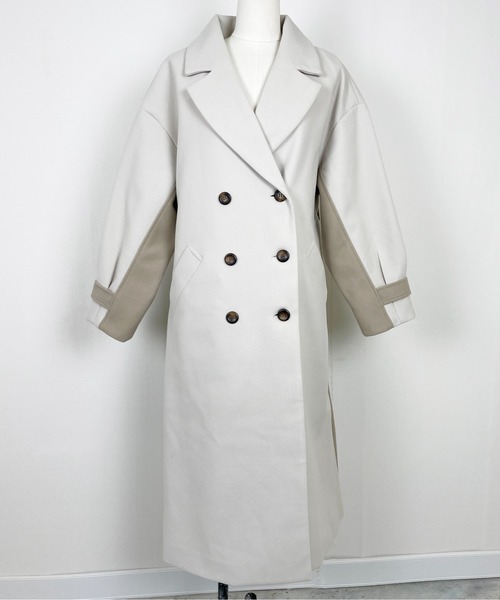StyleSea(スタイルシー)の「バイカラーニットモッサトレンチコート(トレンチコート・レディース・アイボリー/ベージュ・MEDIUM)」の9枚目の写真