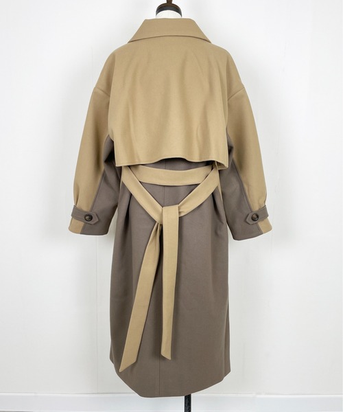 StyleSea(スタイルシー)の「バイカラーニットモッサトレンチコート(トレンチコート・レディース・アイボリー/ベージュ・MEDIUM)」の5枚目の写真