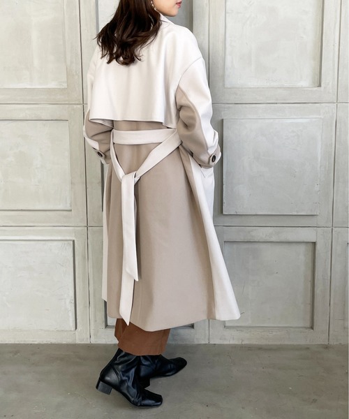 StyleSea(スタイルシー)の「バイカラーニットモッサトレンチコート(トレンチコート・レディース・アイボリー/ベージュ・MEDIUM)」の7枚目の写真
