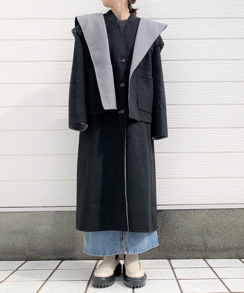 Q(キュー)の「バイカラーリバーシブルツインコート(その他アウター・レディース・チャコールグレー/ベージュ・MEDIUM)」の9枚目の写真